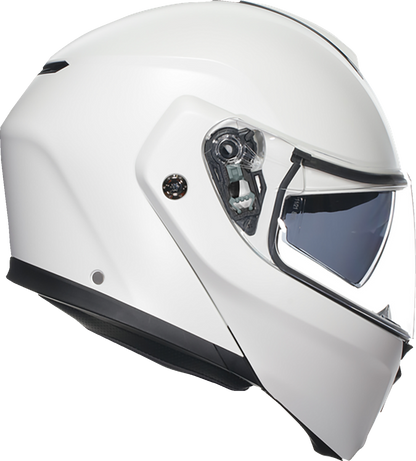 AGV Streetmodular helmet in matte white, small size, showing the sleek design and vent details of the motorcycle helmet.