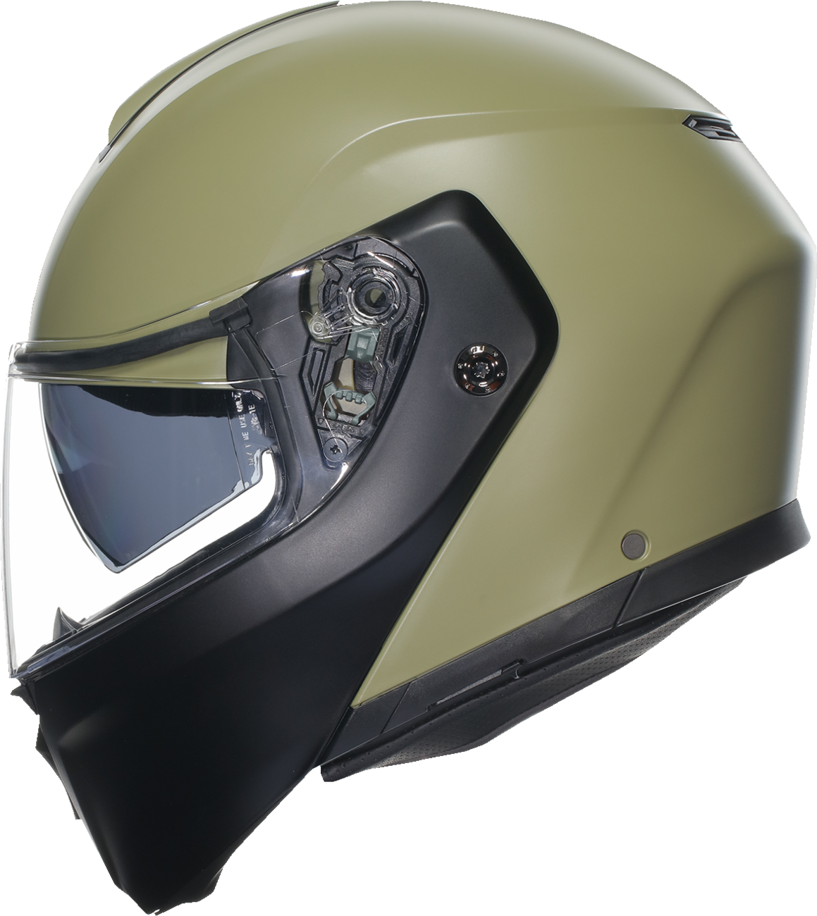 AGV Streetmodular helmet in matte pastello green and black, large size, showing the sleek, aerodynamic motorcycle helmet design.