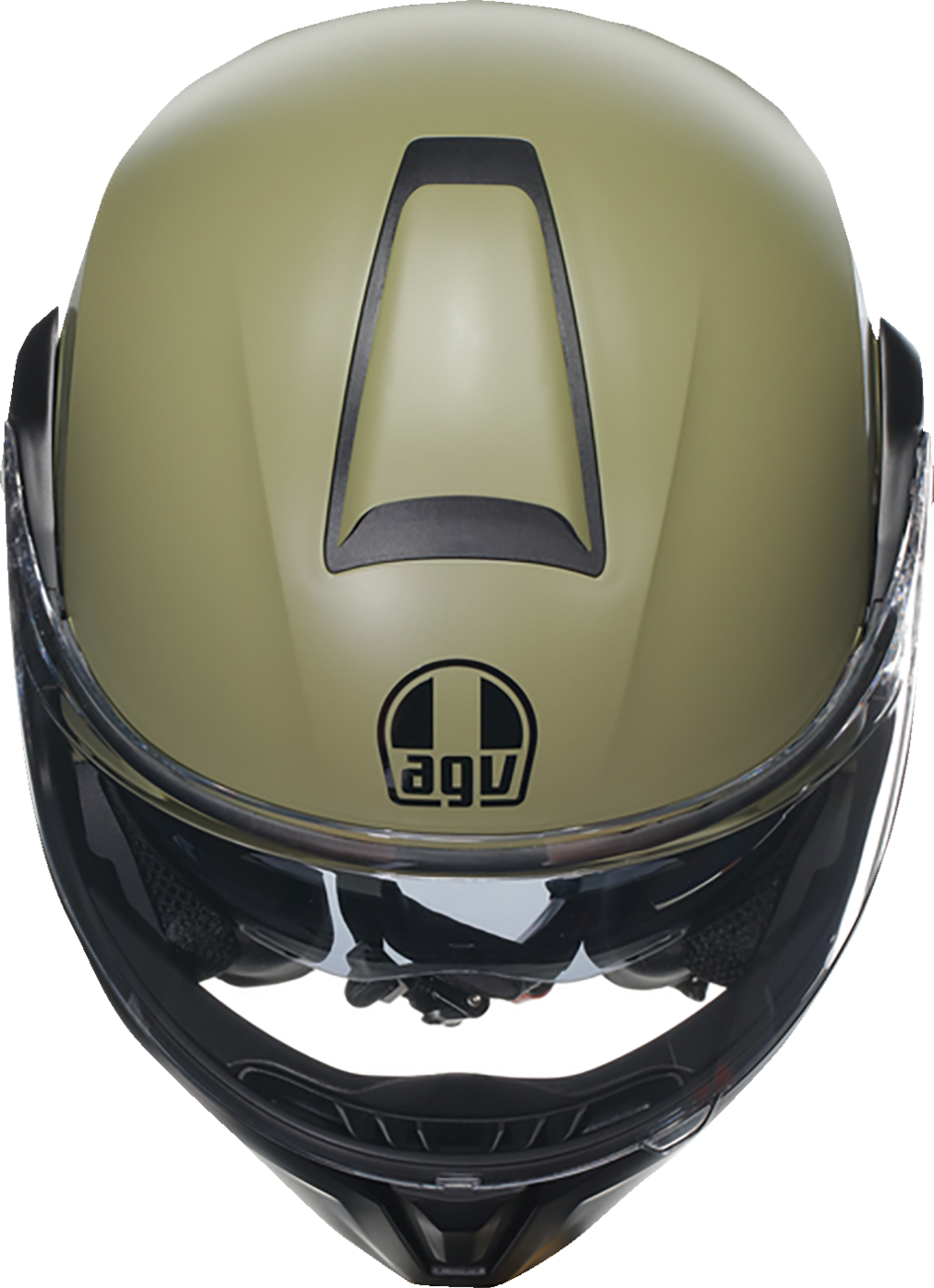 AGV Streetmodular motorcycle helmet in matte pastel green and black, featuring Pinlock® 70 MaxVision™ visor, size XL.