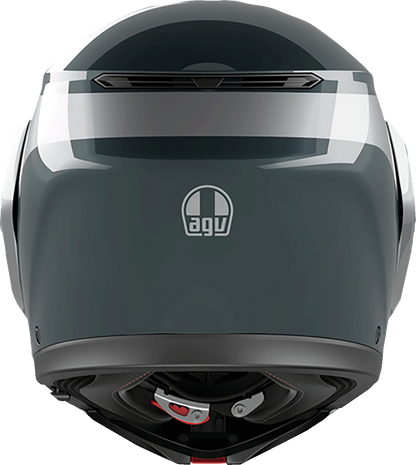 AGV Streetmodular motorcycle helmet in gray and silver with 2XL size, featuring advanced ventilation and safety design.