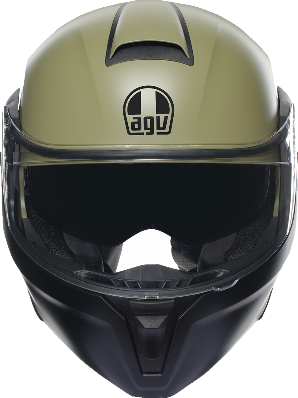 AGV Streetmodular helmet in matte pastel green and black, featuring Pinlock® 70 MaxVision™ visor, XL size, for motorcycle safety.