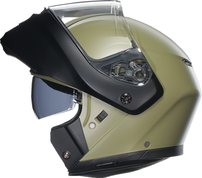 AGV Streetmodular helmet in matte pastello green and black, large size, with sleek design and secure visor