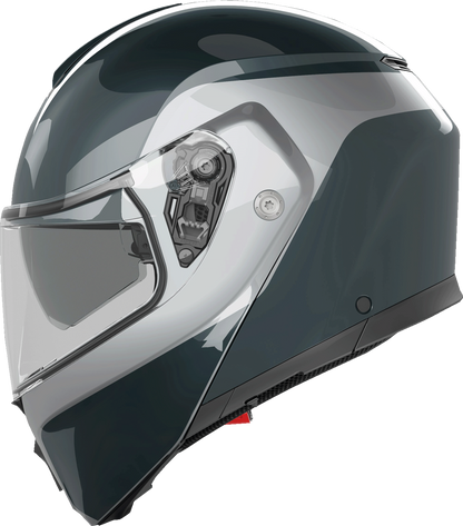 AGV Streetmodular helmet in gray and silver, large size, featuring a sleek design and adjustable visor.