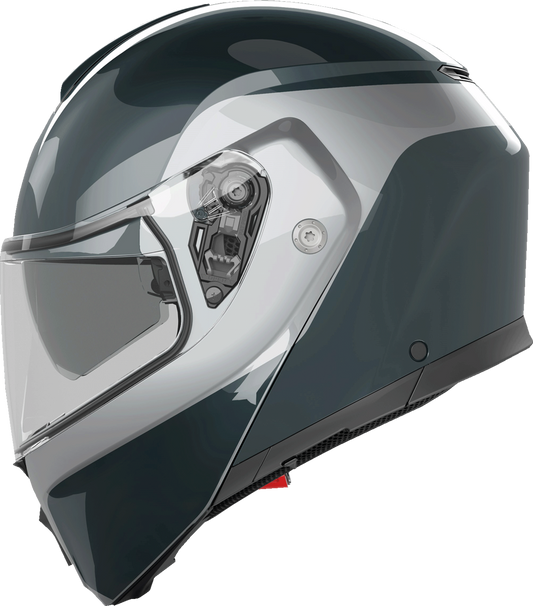 AGV Streetmodular helmet in gray and silver, large size, featuring a sleek design and adjustable visor.