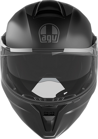 AGV Streetmodular helmet in matte black and gray with Pinlock MaxVision visor, size 2XL, showing front view with ventilation features.