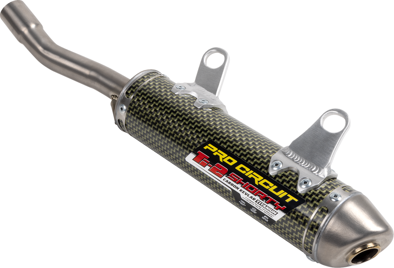 Pro Circuit Silencer 1152325K for motorcycle engine, black metal exhaust component with branding details.