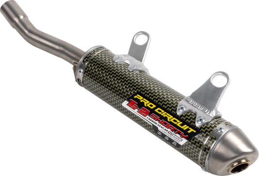 Pro Circuit Silencer 1152325K for motorcycle engine, black metal exhaust component with branding details.