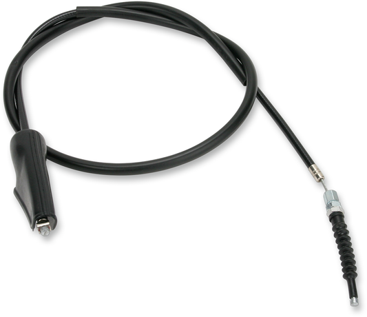 Parts Unlimited black vinyl brake cable for Yamaha motorcycles, showing the coiled cable with end fittings.