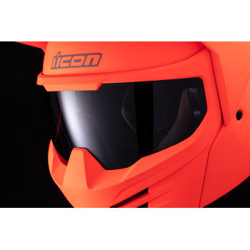 Red ICON Elsinore™ helmet in Medium size with Monotype design, featuring a sleek, aerodynamic helmet for motorcycle riding.