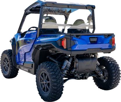 Clear polycarbonate back panel for Polaris General off-road vehicle by Moose Offroad, providing rear barrier protection.