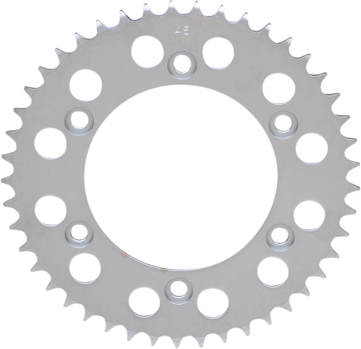 Rear sprocket for Honda D26-12G5-45, 45-tooth PARTS UNLIMITED motorcycle sprocket with silver finish and gear teeth details