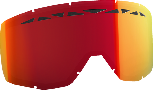 Scott Primal/Split snow lens with red chrome enhancer, dual ACS design, for snow sports goggles.