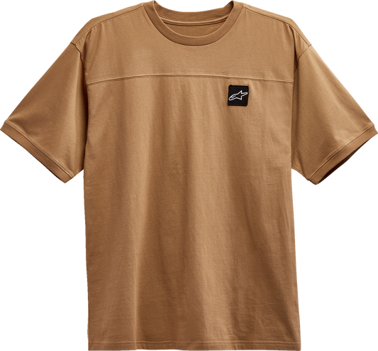 Bill's Exhausts Alpinstars Chunk Knit T-Shirt in sand, large size, featuring a soft knit fabric and casual fit.