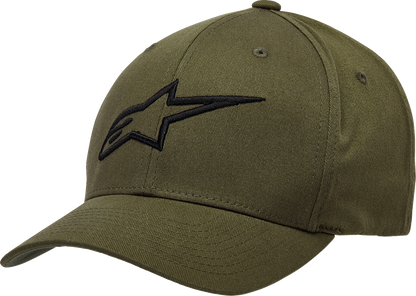 Bill's Exhausts Alpinstars Ageless Curve Hat in black and military colors, small/medium size, with curved brim and stylish design.