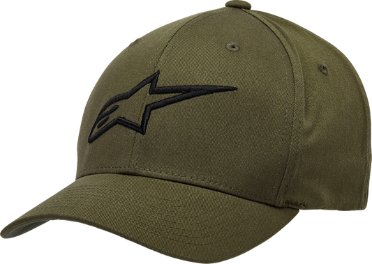 Black ALPINESTARS Ageless Curve Hat in military style, L/XL size, featuring a curved brim and adjustable strap.