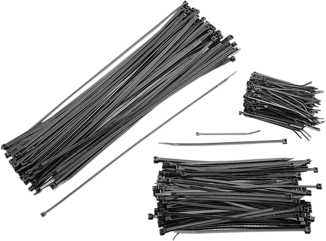 Black 11-inch cable ties by PARTS UNLIMITED, 100-pack for securing cables and wires efficiently.