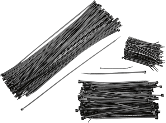 Black 4-inch cable ties by PARTS UNLIMITED, 100-pack, durable plastic zip ties for bundling and securing cables.
