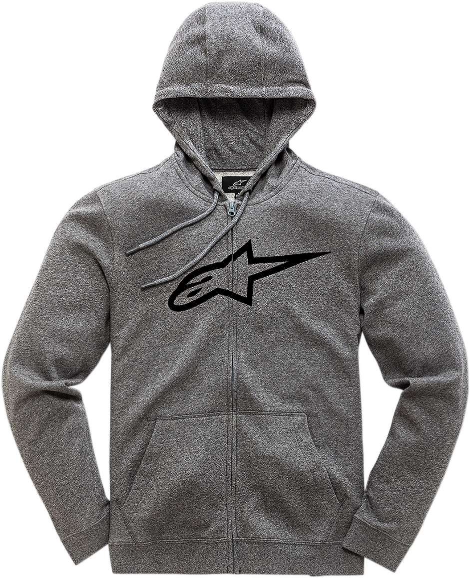 Alpinestars Ageless 2 zip hoodie in Heather Gray and Black, Medium, featuring a front zipper and casual hoodie style.