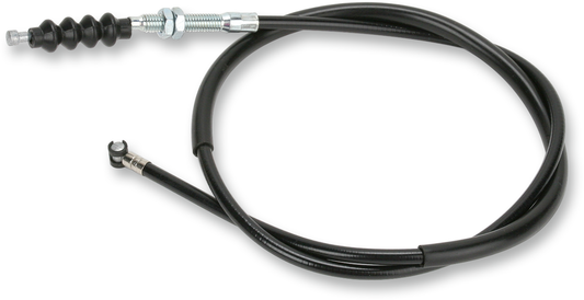 Parts Unlimited vinyl clutch cable for Honda motorcycle, showing the black cable with metal connectors and protective vinyl coating.