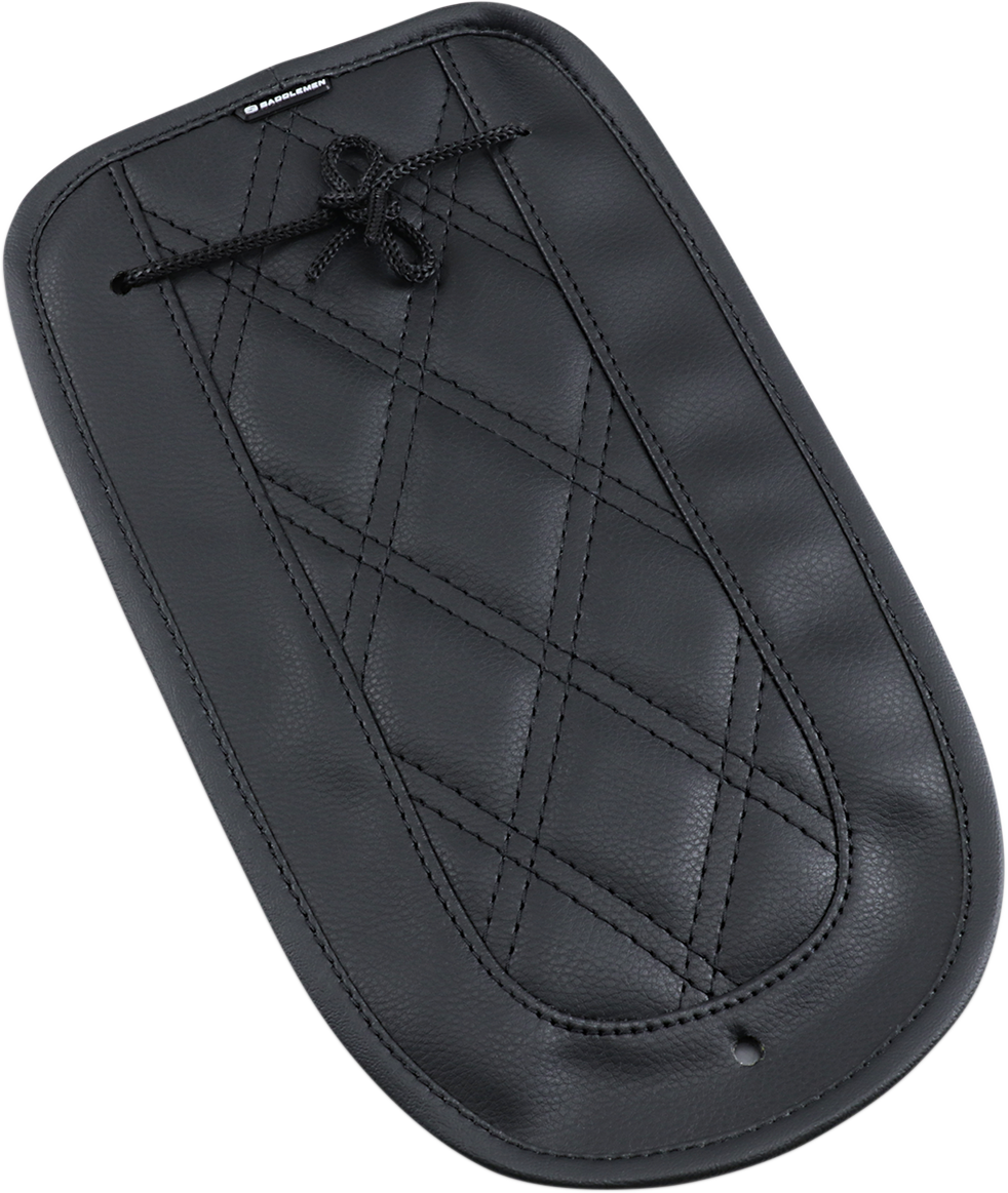 Bill's Exhausts Saddlemen Fender Chap for LS Solo Seat, durable black leather seat accessory for Harley-Davidson motorcycles.