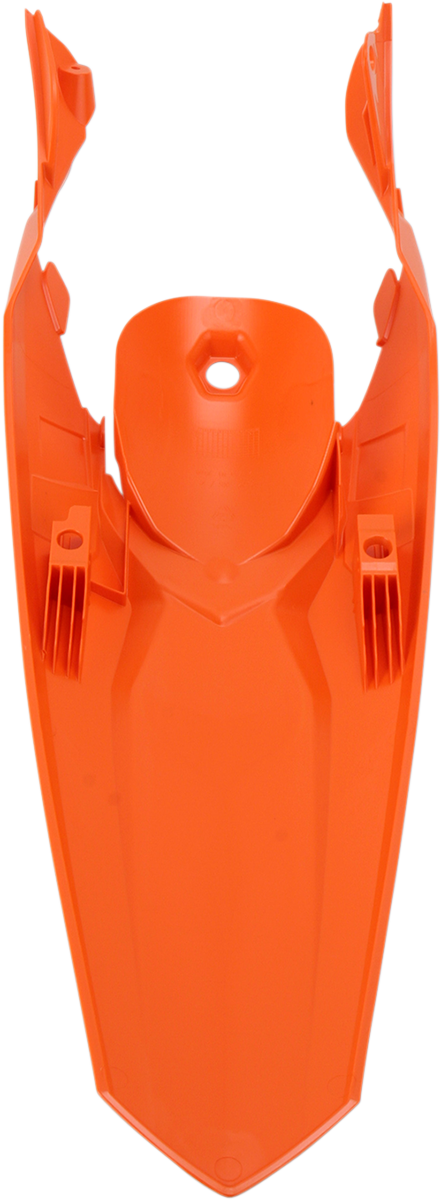 Orange ACERBIS rear fender for motorcycle, durable body part with mounting details, designed for off-road or motocross bikes.