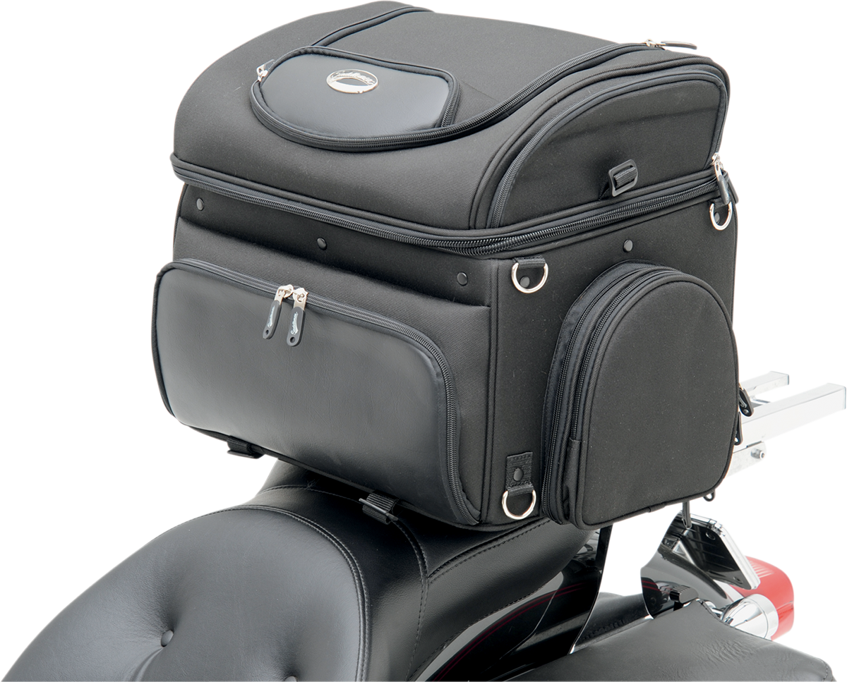 Bill's Exhausts SADDLEMEN Pet Voyager seat, motorcycle seat with sleek black design and comfortable padding for pets.