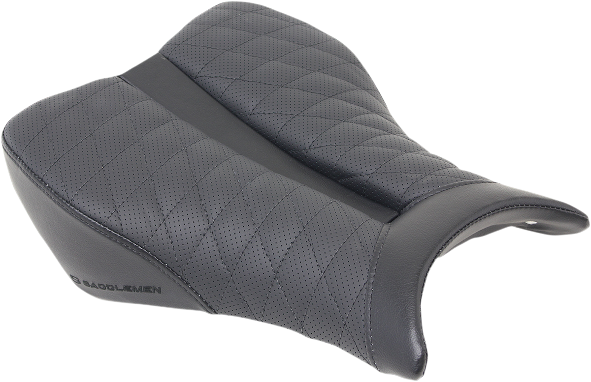 Black SADDLEMEN Track Seat with lattice stitch design for Honda CBR 08-16 motorcycle, featuring a sleek seat profile.