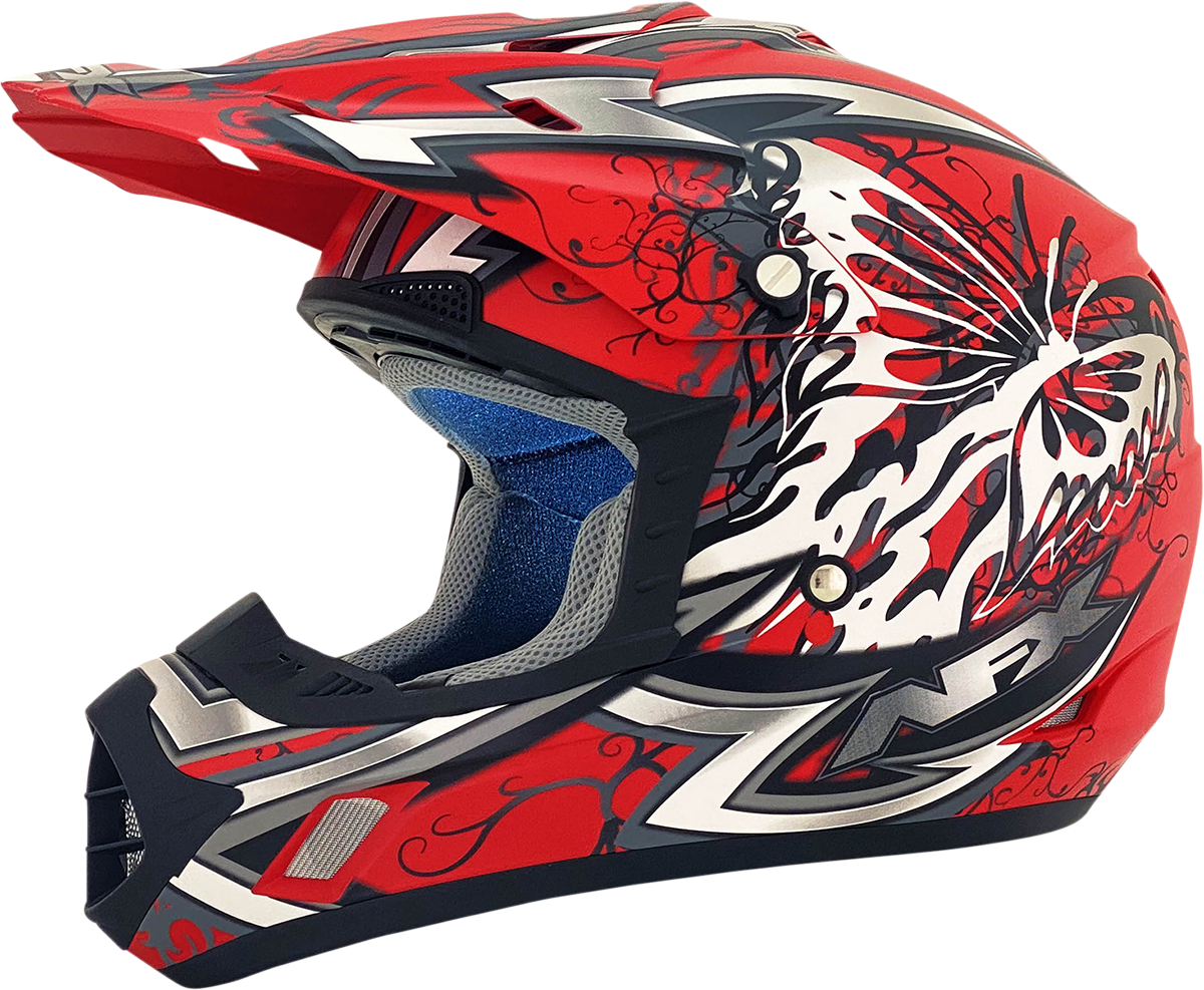 Bill's Exhausts AFX FX-17 Butterfly helmet in matte Ferrari red, medium size, with sleek aerodynamic design and secure fit.