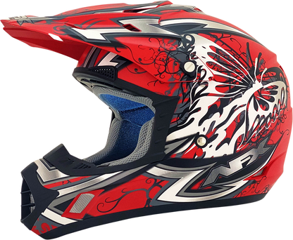 Bill's Exhausts AFX FX-17 Butterfly helmet in matte Ferrari red, large size, with aerodynamic design and secure chin strap.