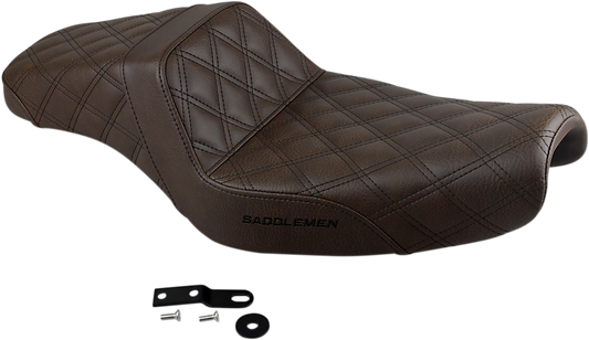 SADDLEMEN Step-Up Seat - Full Lattice Stitch - Brown - XL 807-11-175BR - Howling Moto