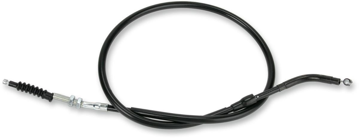 Parts Unlimited vinyl clutch cable for Kawasaki motorcycles, showing the black cable and connectors on a neutral background.