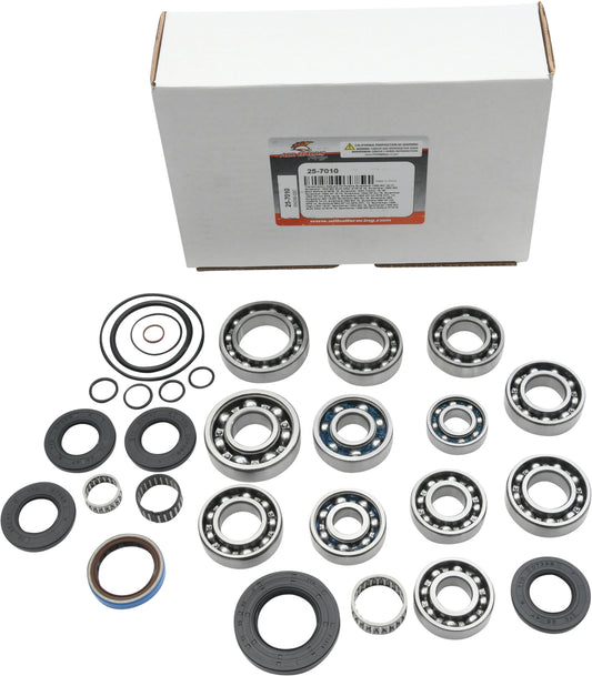 All Balls transmission bearing and seal kit, part #25-7010, with bearings and seals for optimal gearbox performance.
