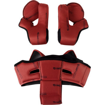 Red ICON Domain™ liner and cheek pads for helmets, 2XL size, designed for comfort and fit in motorcycle helmet accessories.