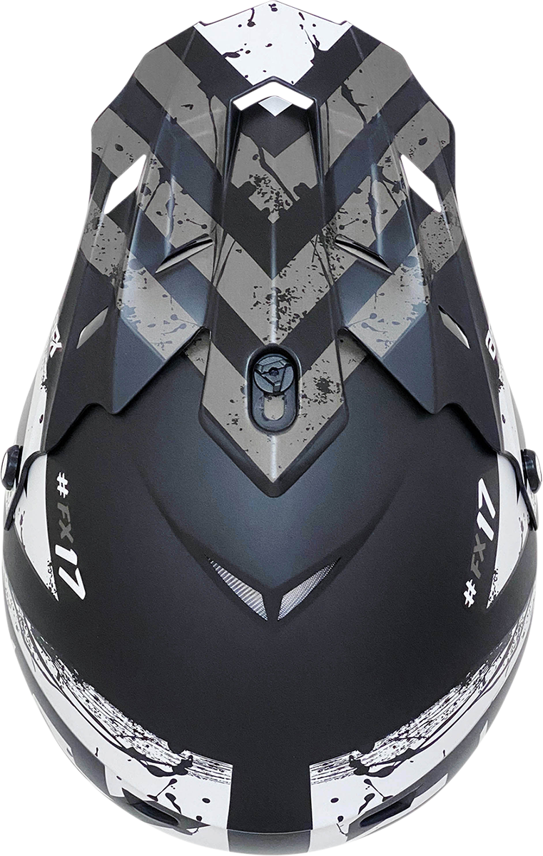 Bill's Exhausts AFX FX-17Y Attack helmet in matte black and silver, medium size, with aerodynamic design and ventilation features.