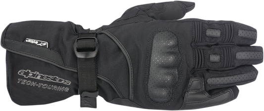 Alpinestars Apex Drystar® Black motorcycle gloves in small size, showing their durable design and textured grip areas.
