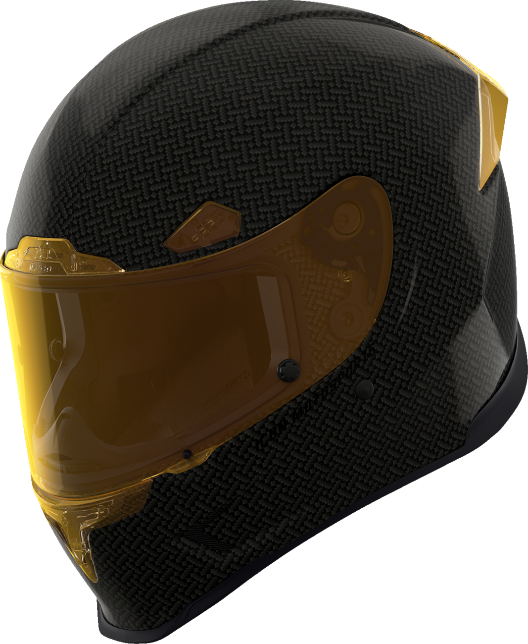 ICON Airframe Pro™ helmet in carbon fiber with yellow finish, 2XL size, featuring aerodynamic design and advanced safety features.