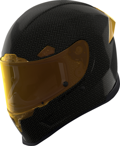 ICON Airframe Pro™ helmet in carbon fiber with yellow finish, 2XL size, featuring aerodynamic design and advanced safety features.
