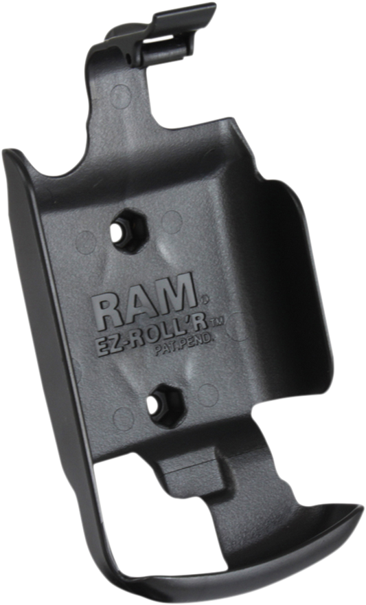 RAM Mounts device cradle for Garmin Montana GPS, mounted on engine, compatible with Bill's Exhausts rugged vehicle installation.