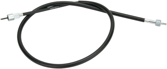 Parts Unlimited Kawasaki speedometer cable Part #54001-1048 shown, with coiled metal cable and connector ends for motorcycle speedometer.