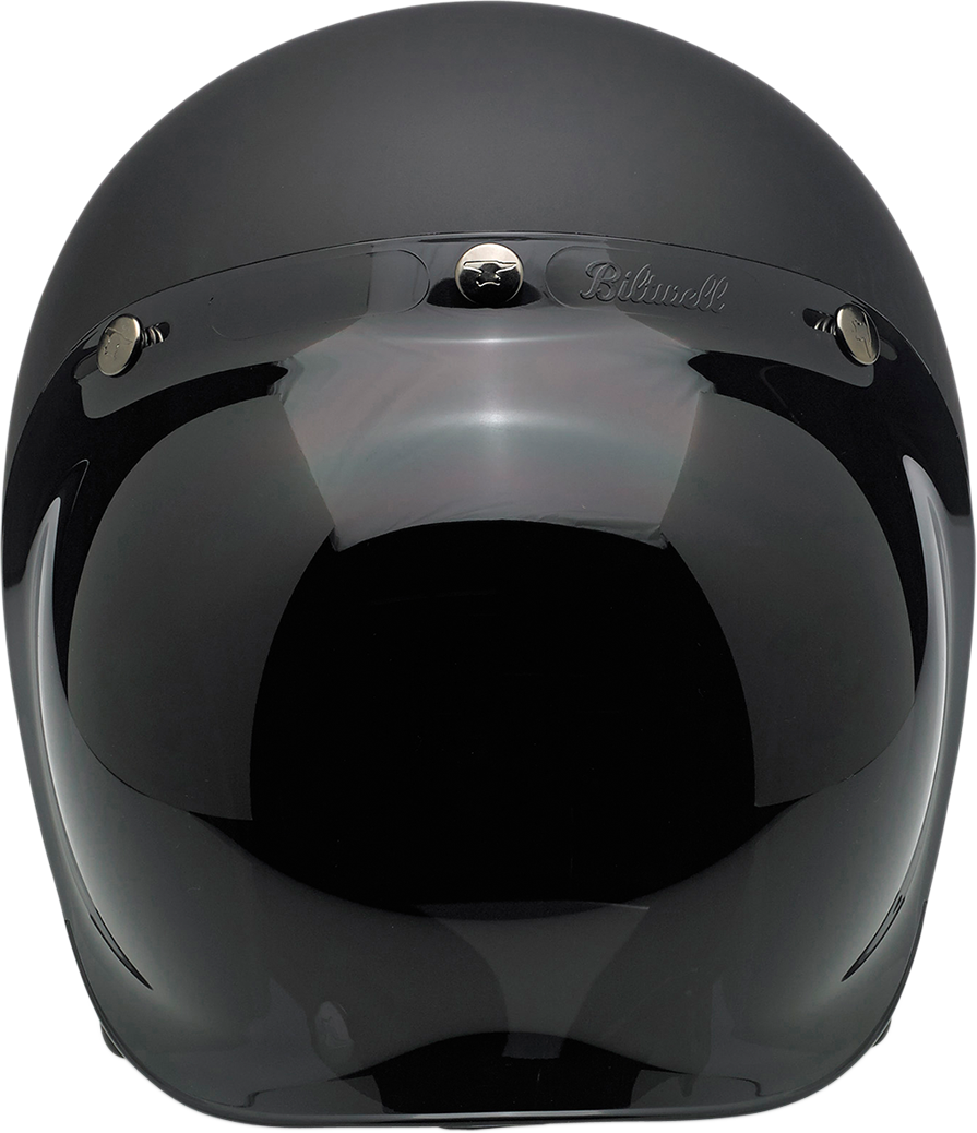 BILTWELL Bonanza helmet in flat black, XS size, featuring smooth matte finish and classic motorcycle helmet design.