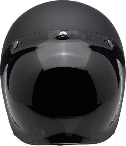 BILTWELL Bonanza helmet in flat black, XS size, featuring smooth matte finish and classic motorcycle helmet design.