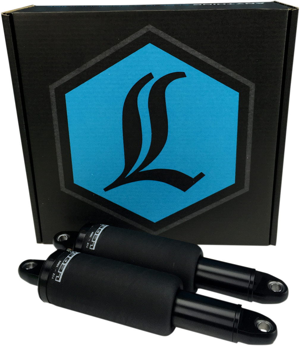 Legend Suspension AIR V-Rod air suspension system for Harley-Davidson V-Rod motorcycle, with visible components and fittings.