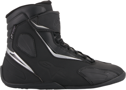 Alpinestars Fastback v2 black motorcycle shoes with US 11.5 size, featuring sleek design and protective materials.
