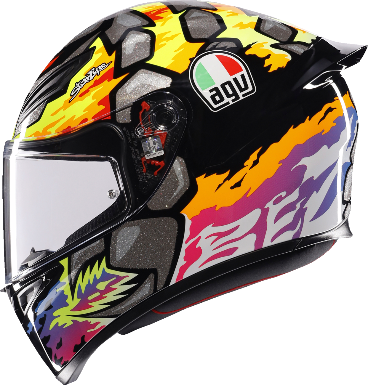 AGV K1 S Bezzecchi 2023 motorcycle helmet in size 2XL with advanced ventilation and safety features, shown from the front.