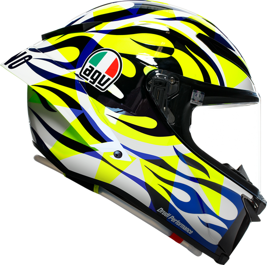 AGV Pista GP RR Soleluna 2023 Limited Edition motorcycle helmet in medium size, featuring a sleek design and detailed graphics.