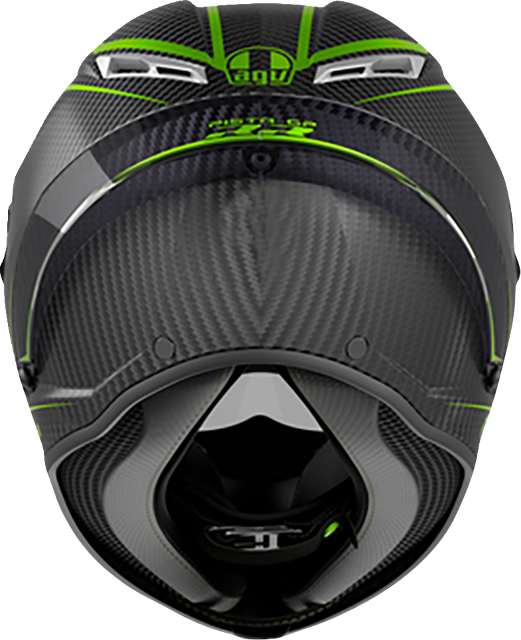 AGV Pista GP RR Performante carbon and lime motorcycle helmet with visor, size XL, featuring sleek design and advanced safety features.