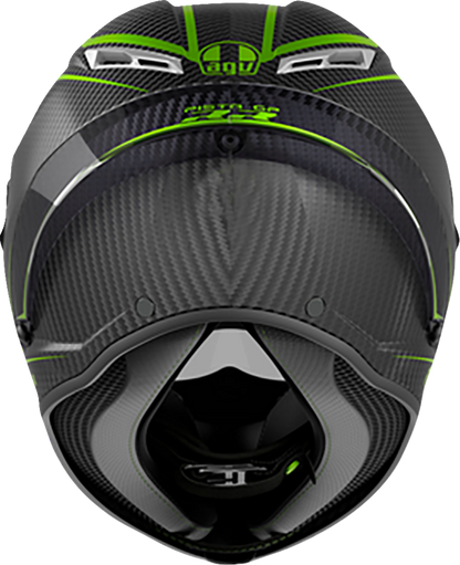 AGV Pista GP RR Performante carbon and lime motorcycle helmet with visor, size XL, featuring sleek design and advanced safety features.