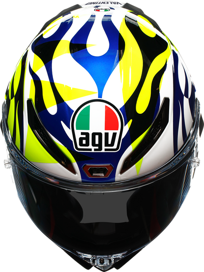 AGV Pista GP RR Helmet Soleluna 2023 Limited Edition, large size, showcasing the sleek design and vibrant graphics of the motorcycle helmet.