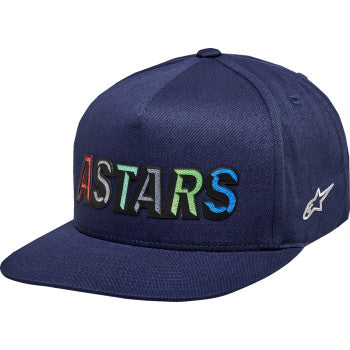 Navy ALPINESTARS Candy Hat by Bill's Exhausts, one size, with embroidered logo and classic baseball cap style.