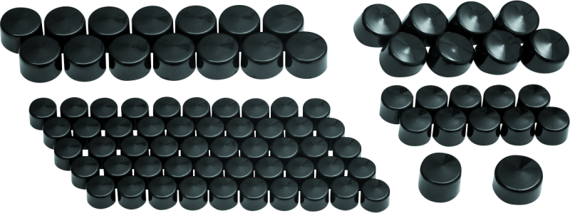 Kuryakyn Kool Kaps engine kit for Milwaukee-8 in glossy black, includes covers and hardware for motorcycle engine upgrade